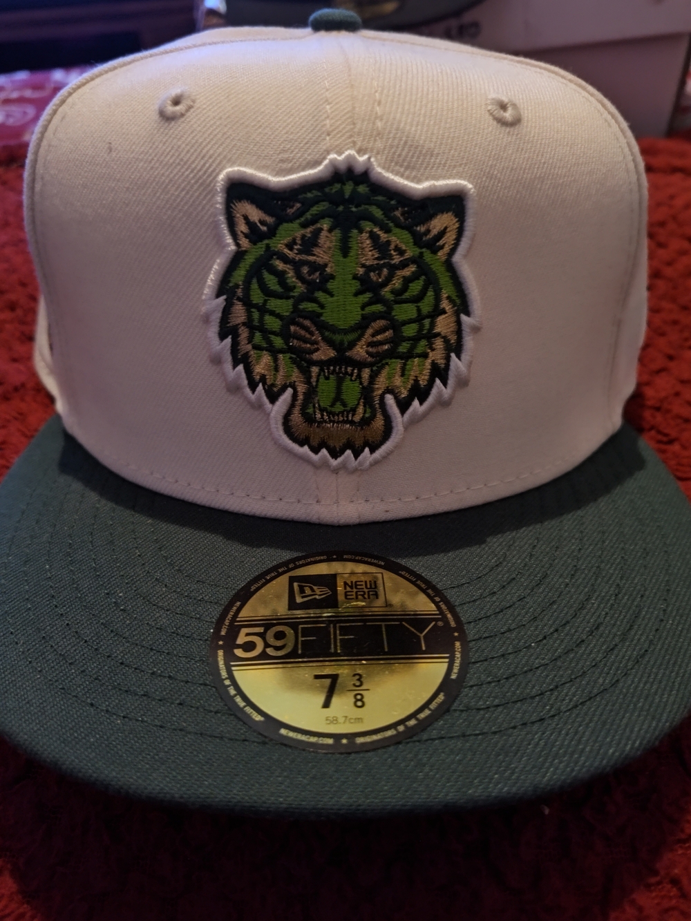 New Era White and Green Tiger Logo 59FIFTY Fitted Cap